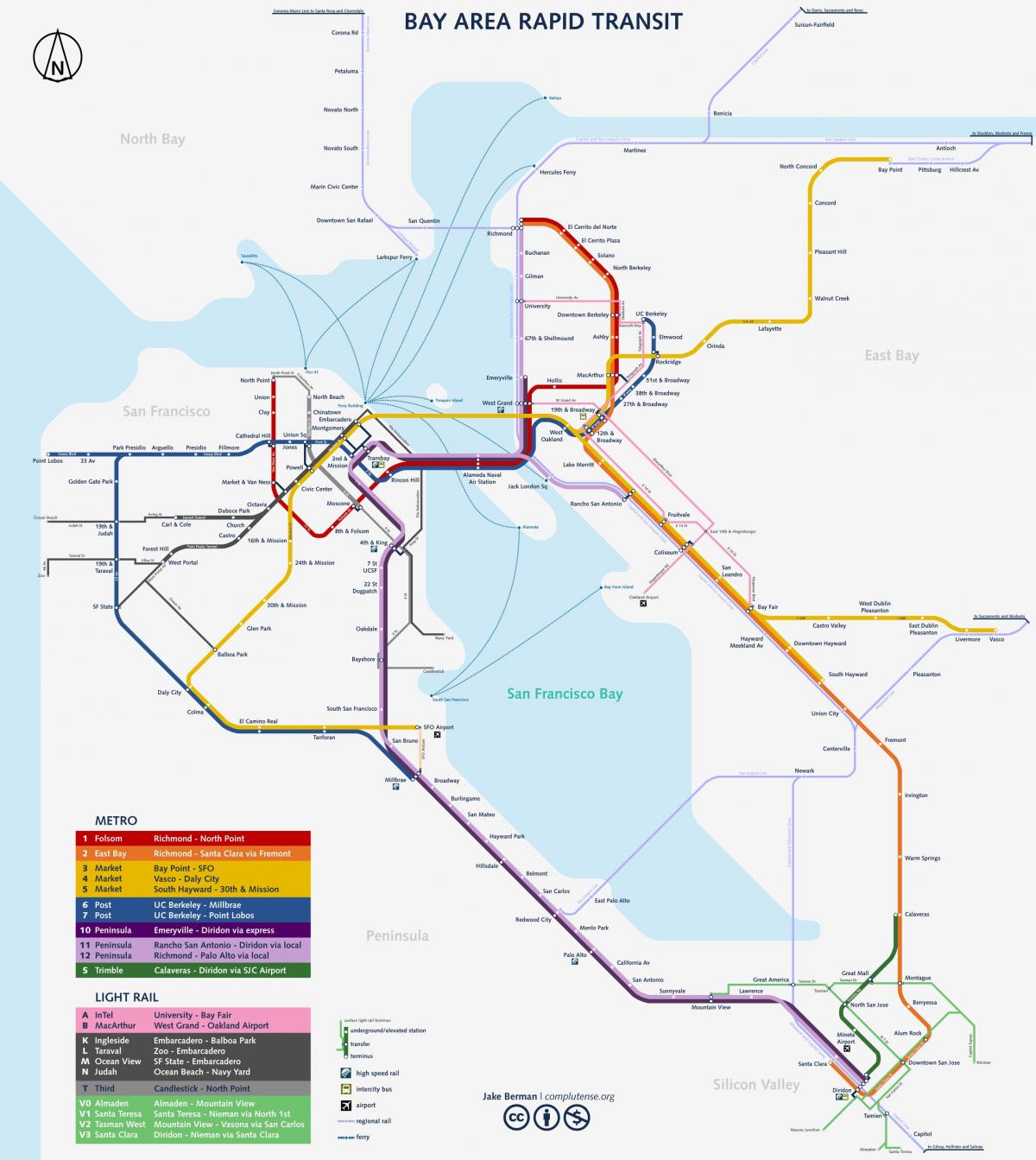 Mappa delle stazioni ferroviarie di San Francisco