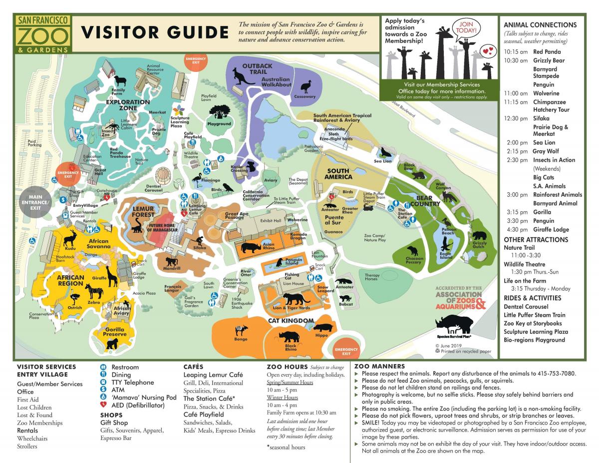 Mappa del parco zoologico di San Francisco